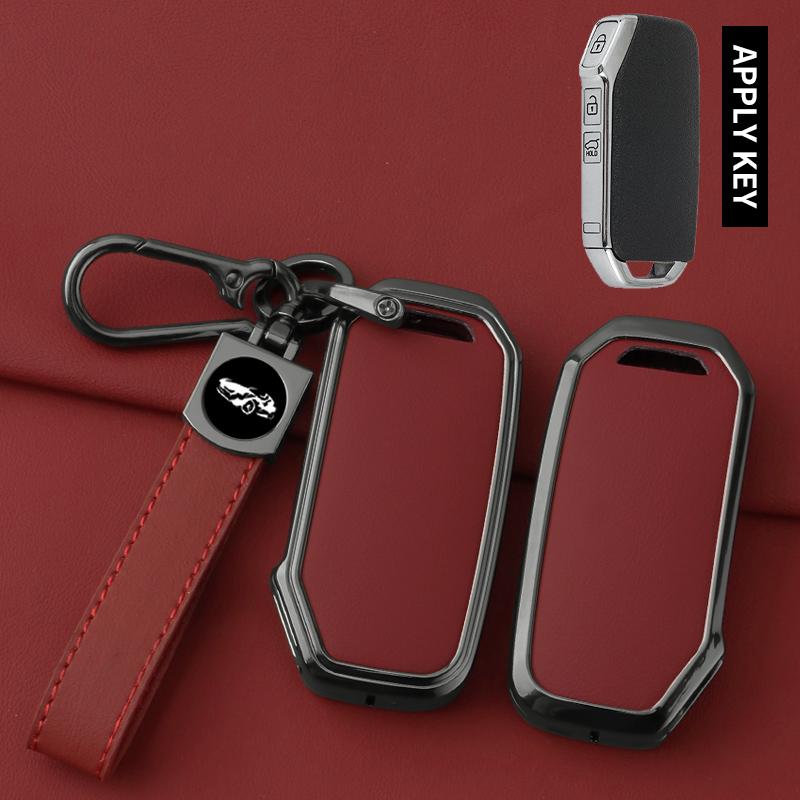 Alloy Leather Car Key Case Cover For Kia  Sportage  Niro Hybrid  Sorento Mq4  Ev6 Gt-Line K8 V6 Protect Accessor