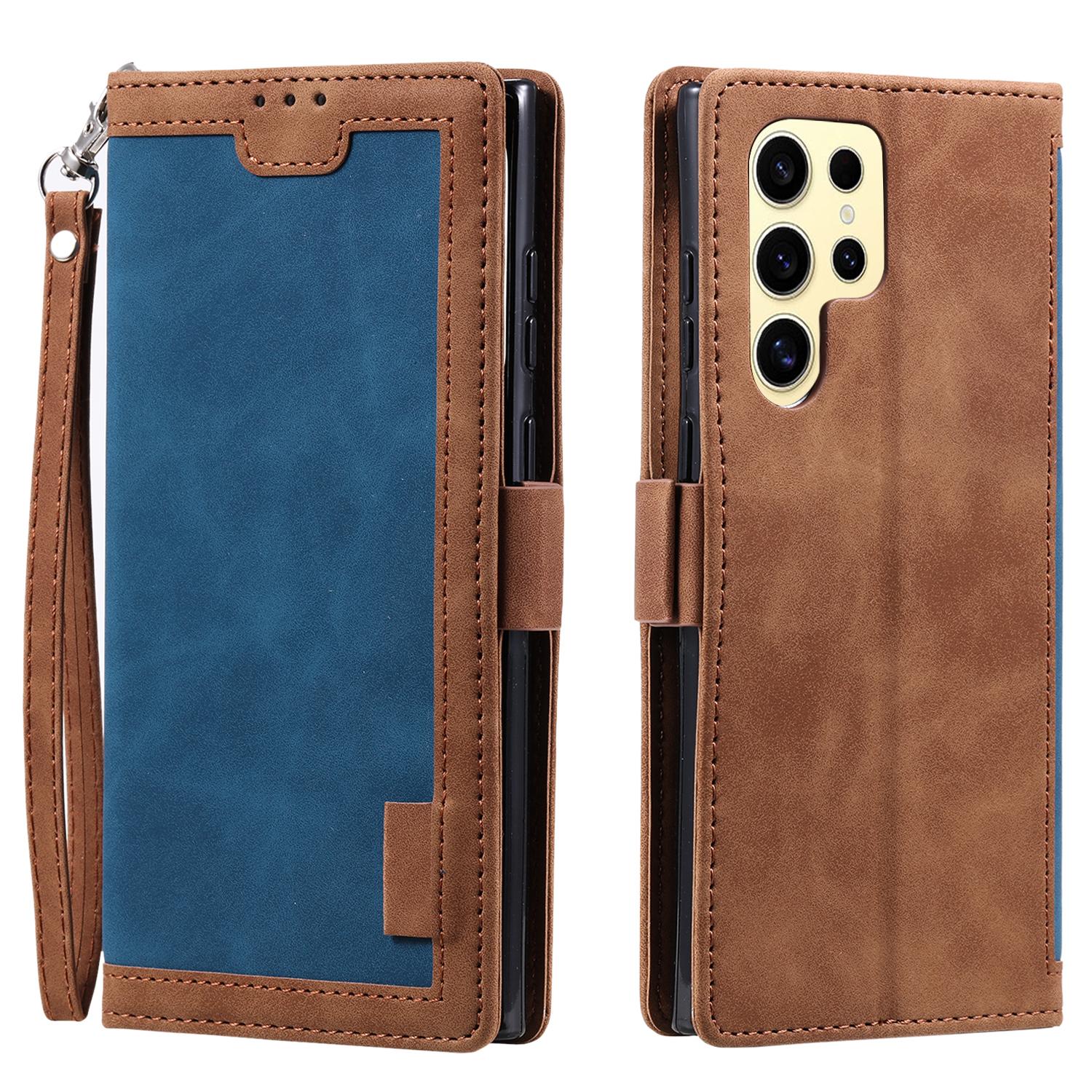 

For Samsung Galaxy S25 Ultra Wallet Case RFID Blocking Stand Leather Phone Cover Blue