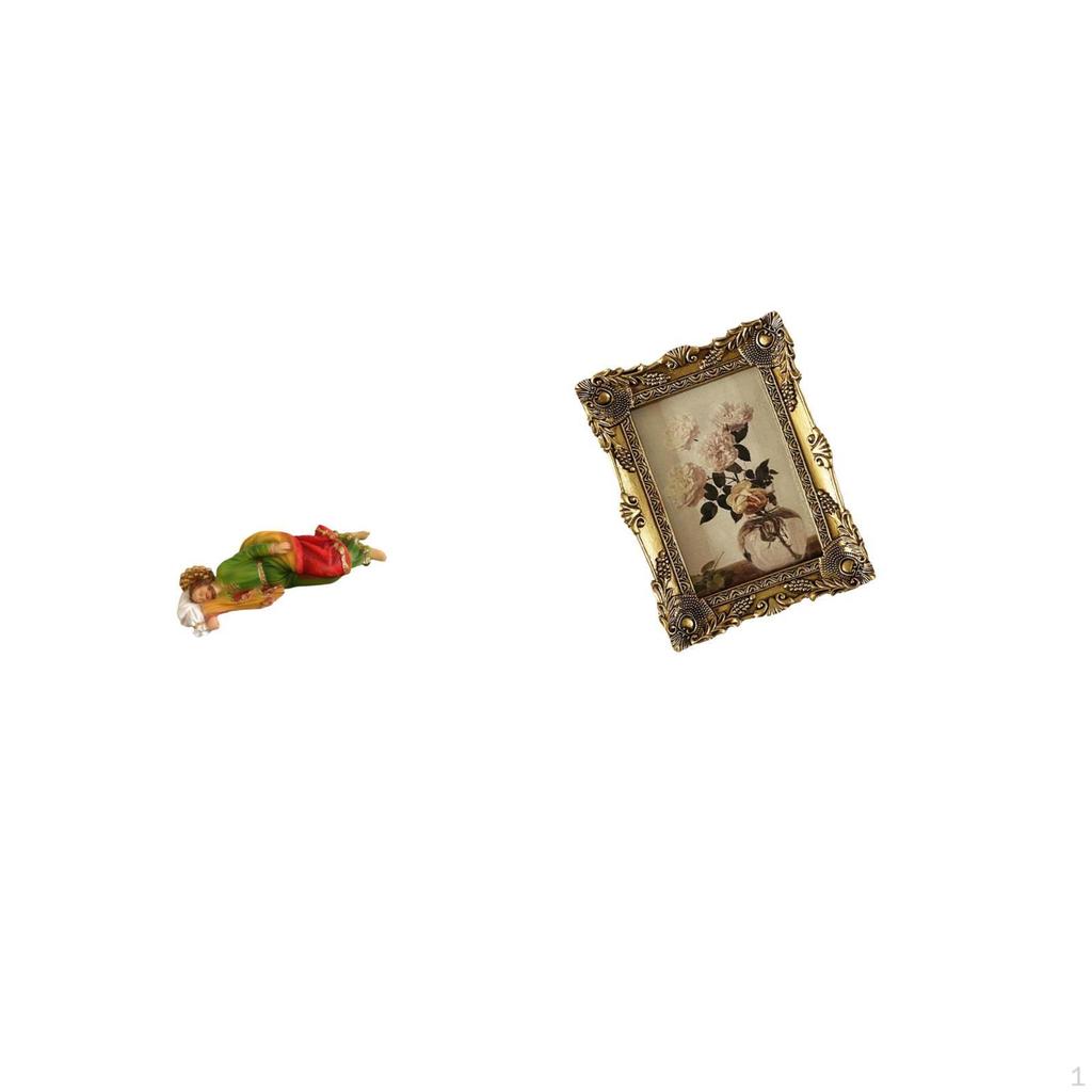 Resin Joseph Sculpture And Ornate Vintage Photo Frame Decorative Display for Tabletop Shelf Office