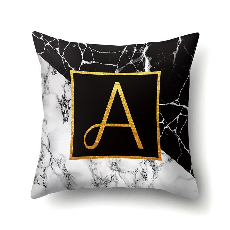 Marble Polyester Pillowcase Home Decoration Printing Pillowcase 26 English Letter Cushion Cover
