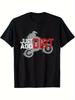 Slim Fit Dirt Bike Graphic T-shirt - Black Crew Neck Short Sleeve Tee with "JUST ADD DIRT" Print