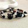 Retro Black Big-Eyed Cat Beaded Bracelet - Simple, Unique, and Versatile Style for Best Friends