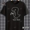 Tea-Rex T-Shirt Cute Dinosaur Graphic Cotton Short Sleeve Crew Neck Casual Tops Men Fun Comfortable Ideal for Everyday Wear Tees