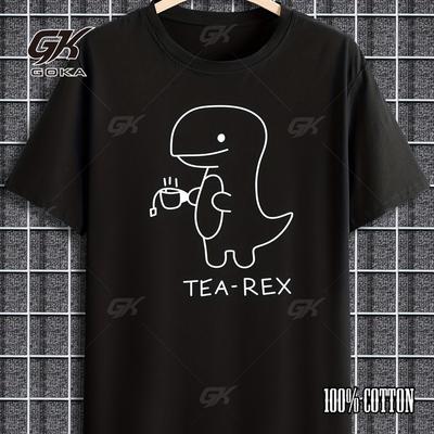 Koszulka Tea-Rex Urocza Grafika Dinozaura Bawełna Krótki Rękaw Okrągły Dekolt Codzienne Topy Męskie Zabawne Wygodne Idealne do Noszenia na Co Dzień T-shirty