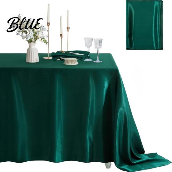 Scandinavian Style Table Protective Cover Satin Fabric Nordic Smooth Linen Tablecloth Dustproof Colorful Wedding Party
