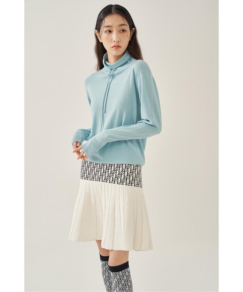 IOLO String Wool Silk Turtleneck_Light Blue
