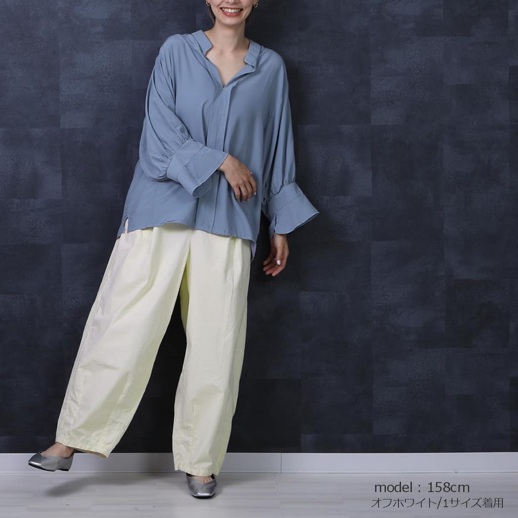 Selectively Berry Circus Matte Comfortable Elastic Solid Loose Plus Suitable for Size LL Women's Wide-Leg Pants, Lightweight, Texture, Wear,