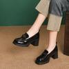 Fashion High Quality 7CM Spring Women Loafers Genuine Leather Slip on Pumps Ladies Thick High Heel Metal Shallow Height Increasing Shoes