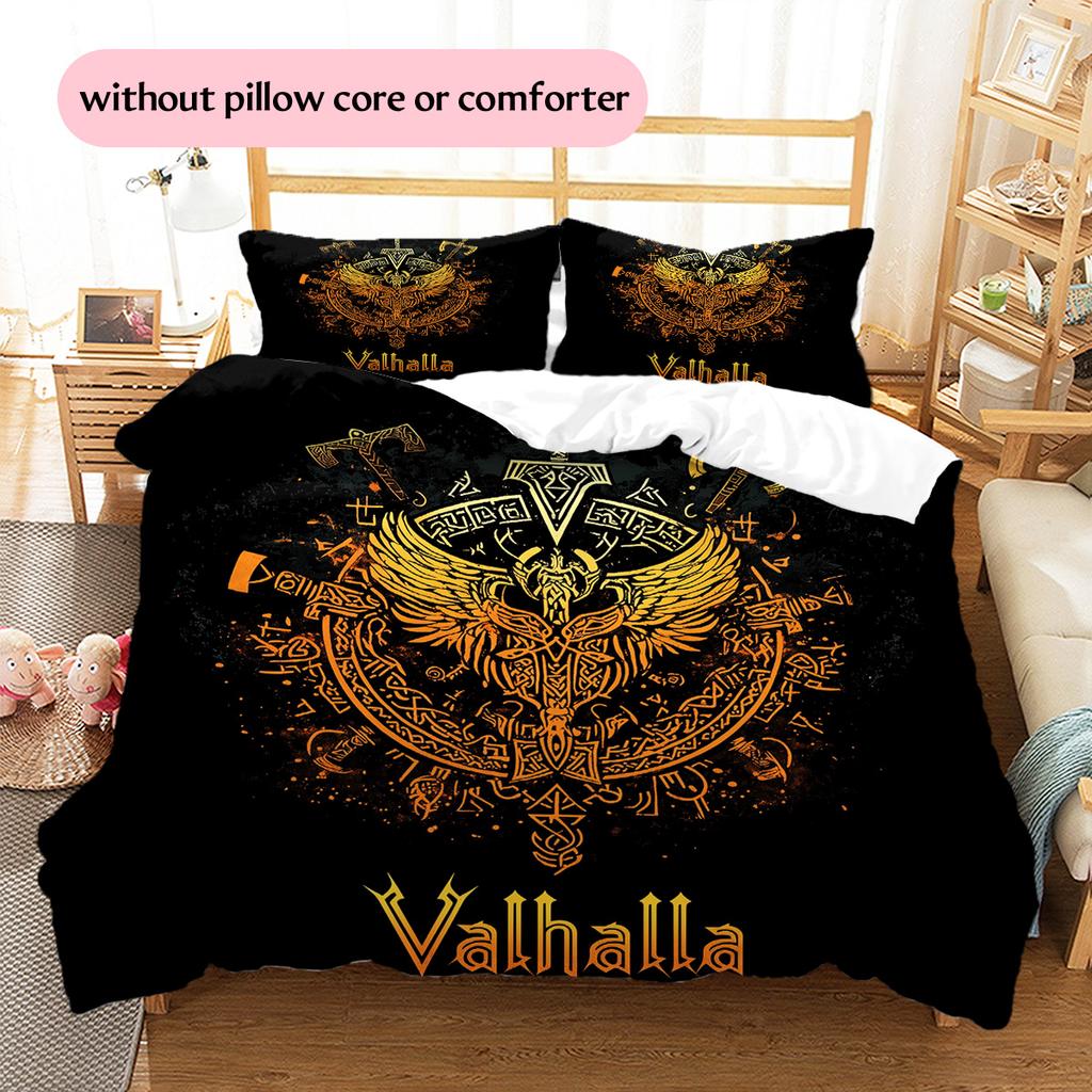 Viking battle axe Pattern Bedding Quilt Set Quilt Cover Pillowcase Home Decoration Gift (1 * duvet cover + 2 * pillowcase, without core)