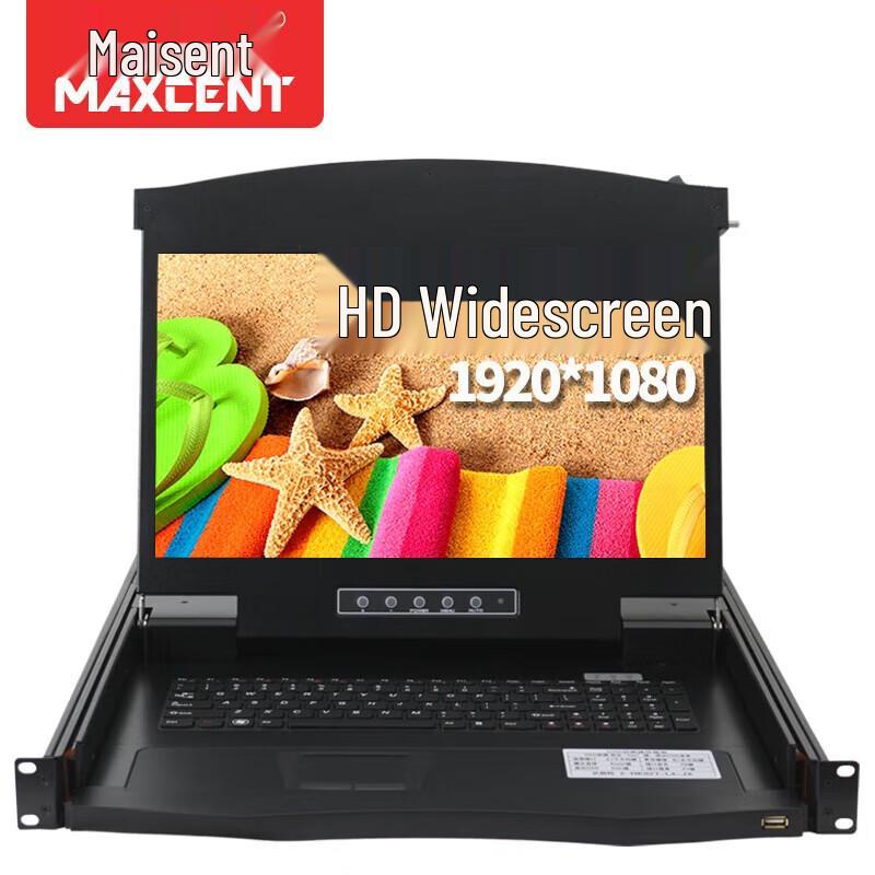 MAXCENT 16-Port 17.3-inch HD KVM Switch with Integrated Monitor