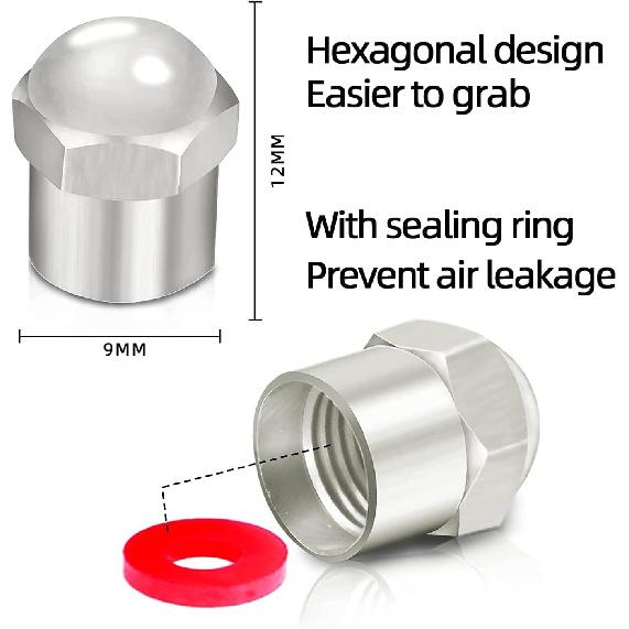 Chrome Tire Valve Stem Caps 30Pack, Non-Corrosive Plastic with Leak-Proof Air Rubber Seals, Dustproof and Waterproof, Universal Valve Stem Covers for