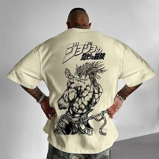 High Street Anime Top Y2K Casual Loose Short-sleeved Printed Cotton Round-neck T-shirt Sporty Oversized Streetwear Unisex