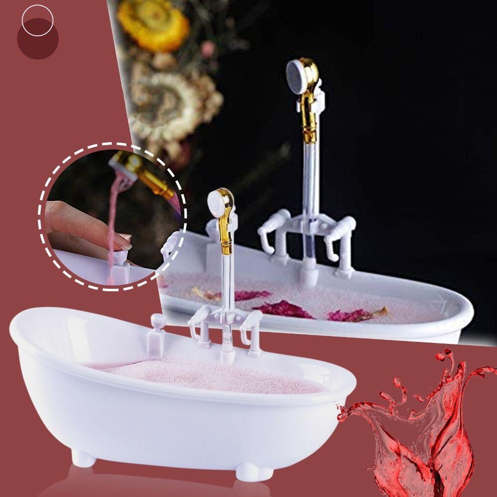 Pretend Toy Kids Bathing Toys Spraying Water Mini Bathroom Tub  Dollhouse Furniture