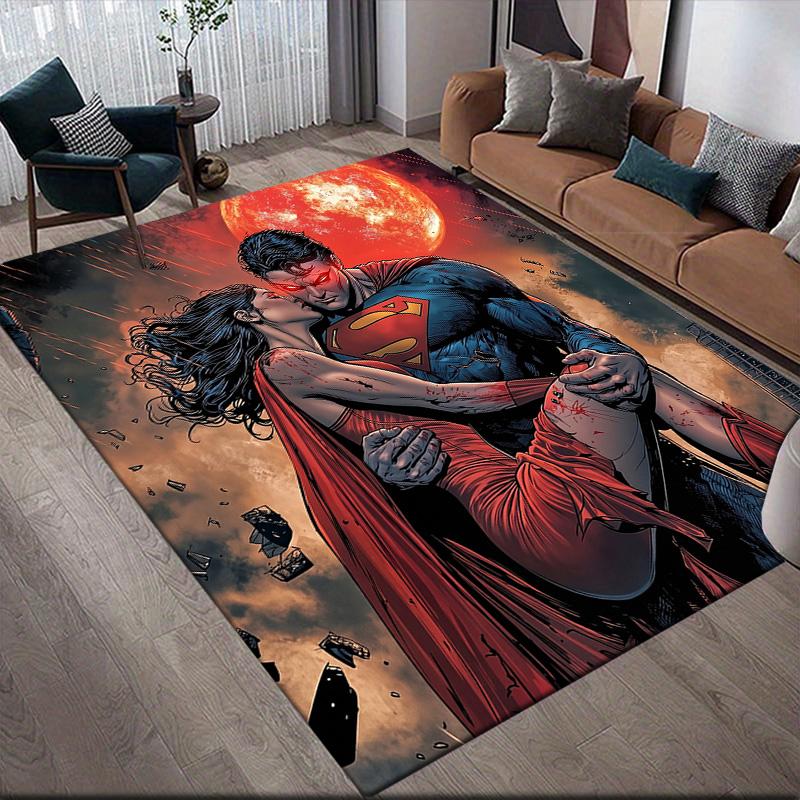Superman anti-slip floor mat, rectangular carpet for bedroom, living room and game area