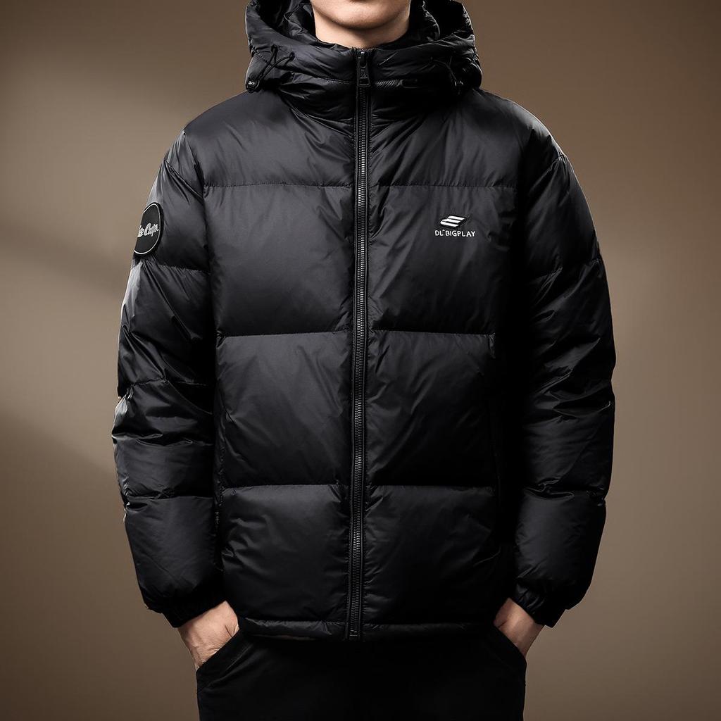 Men's Italian Winter Thick Hooded Down Jacket - 90% Duck Down, Short, Loose, Plus Size Puffer.