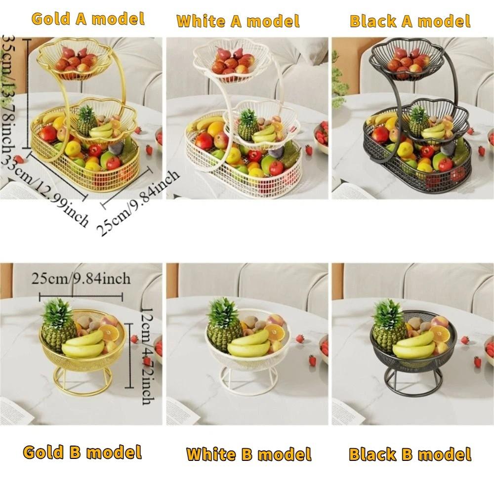 Metal Tiered Fruit Basket Hollow-Out Snack Display Rack Fruit Basket  Home Office Use