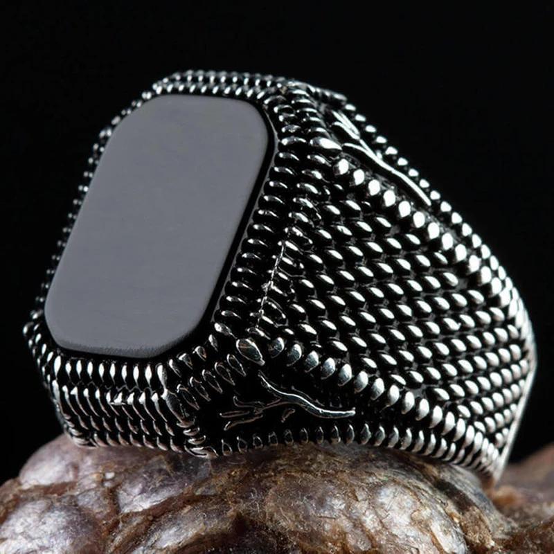 30 Styles Vintage Handmade Turkish Signet Ring For Men Women Ancient Zinc Alloy Color Black Onyx Stone Punk Rings Religious Zircon