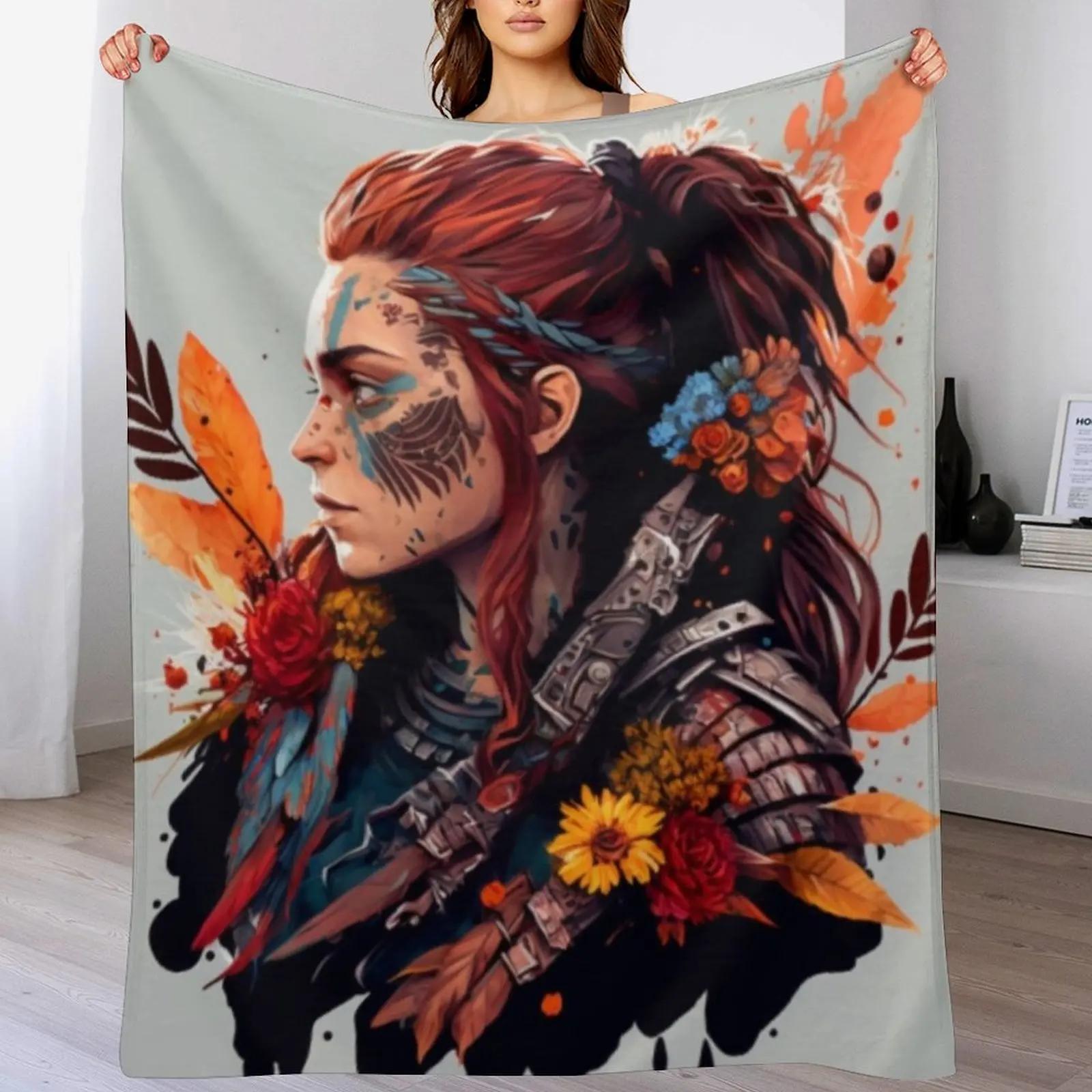 Horizon zero dawn Aloy Throw Blanket Faux Fur Soft Warm Blanket for Bed 102x76cm(40x30in)