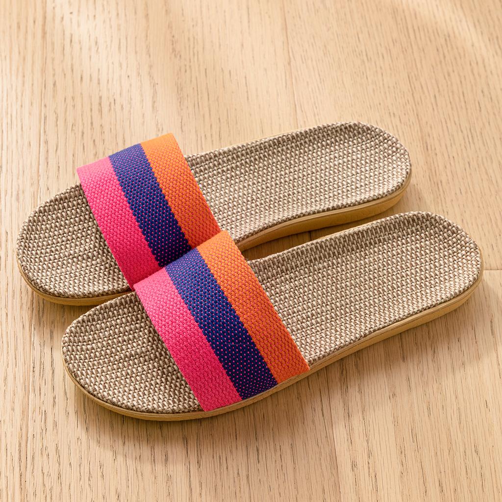 Sommer Damen Leinen Hausschuhe Leicht Flach Haus Pantoletten Mode Bequem Rutschfest Hausschuhe Innen Herren Wohnzimmer Hausschuhe