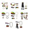 Juneteenth African Women's Jewelry Set Jamaica Accessories Queen Dangle Earring Sunglass Beaded Bracelet for Black Women