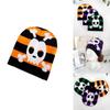 Fashion Color Blocked Striped Skull Pattern Neutral Casual Warm Knitted Hat For Streetwear And Hiphop Fans