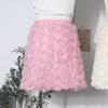 3D Rose Midi Tulle Skirt - Fluffy, Elastic High Waist, Slimming, Versatile A-line for Women