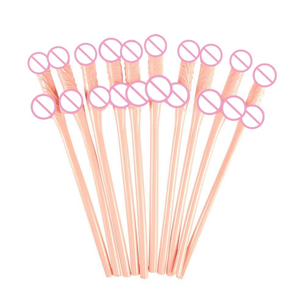 10Pcs Bachelorette Party Penis Straws Bridal Shower Hen Night Willy Penis Novelty Nude Straw for Bar Drinking Supplies