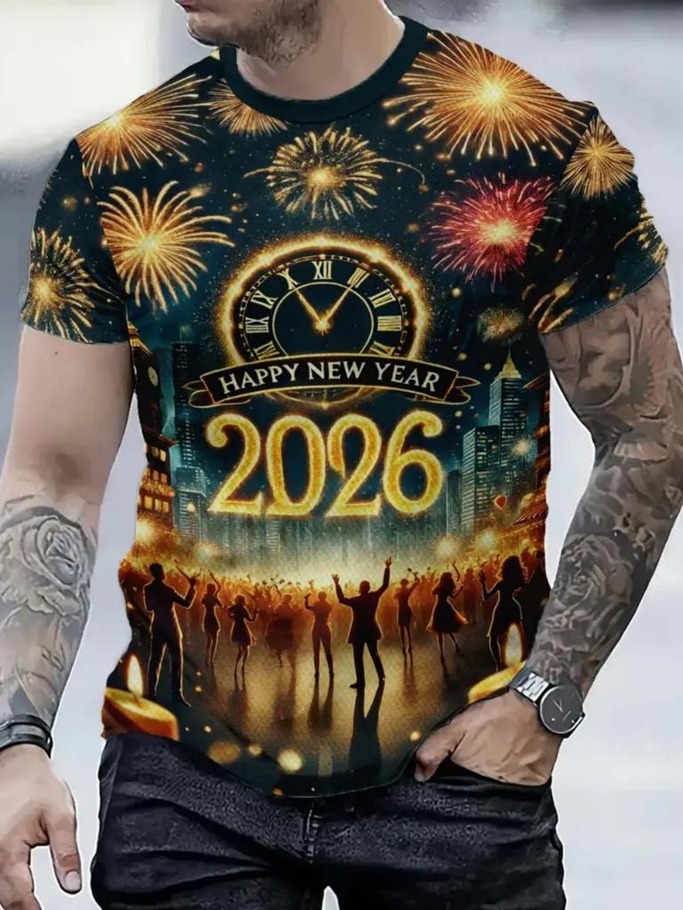 Christmas Santa Claus 3D Print T Shirt for Men Casual Short Sleeve Tee Shirts Fashion O-Neck Top New Year Gift Oversized T-Shirt
