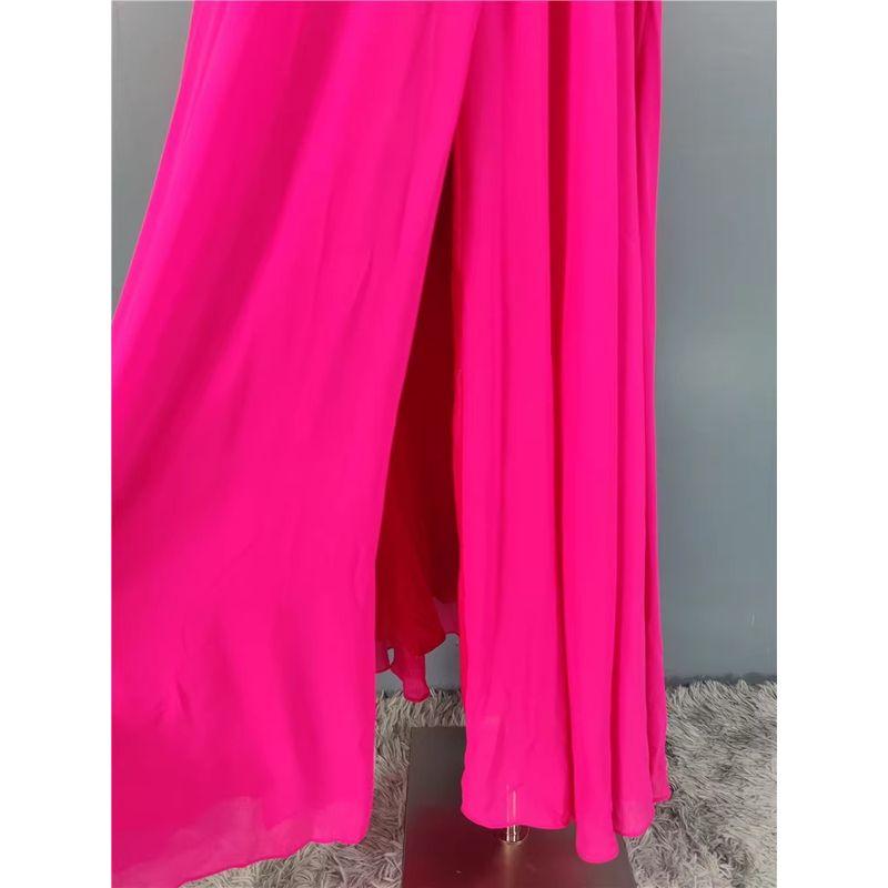 Foreign Trade Order Lu's Sexy Bib Type Sling Backless Elegant Split Chiffon Vacation Dress Long dress Formal Dress