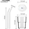 Thick Wall Glass Cup with Straw,1/2 Pcs Tumbler with Leak Proof Lid 420ML for Iced Coffee Juice Milk Tea Cola Mugs Drinkware Set