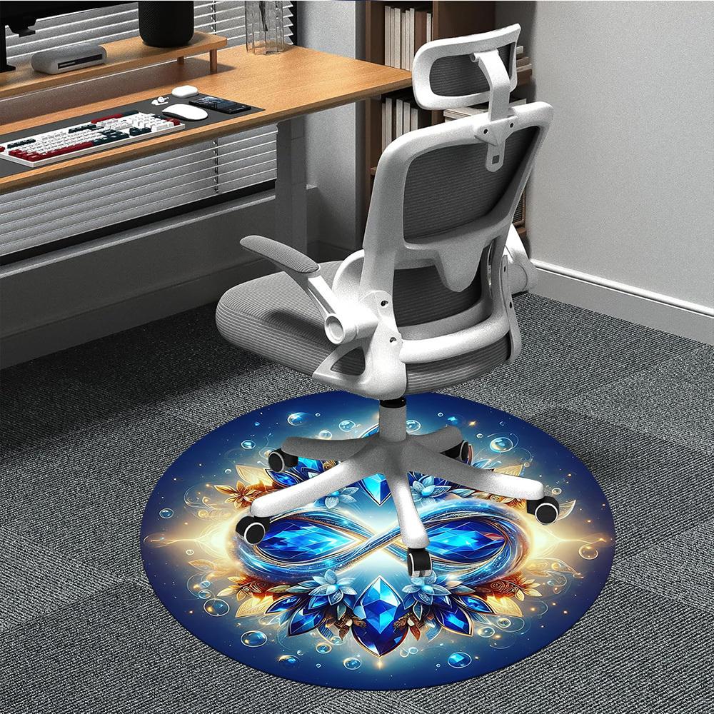 1pc Crystal Infinity Symbol Carpet for Office Non Slip, Round Carpet, Soft & Comfortable, Carpet for Office, Lightweight Round Floor Mat