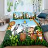 Zoo Theme Duvet Cover Set Animals Pattern Polyester Comforter Cover King Queen Size Cartoon Cute Animals For Kids Bedding Set