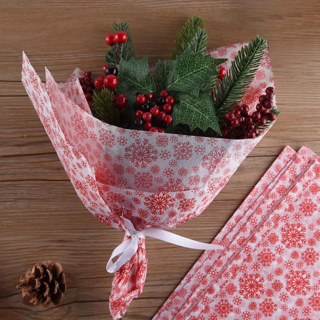 50 ark Julsnöflinga Silkespapper Röd Snöflinga Partipack 50x35cm Julpapper för DIY och Hantverk Presentpåsar Nyårsdekorationer