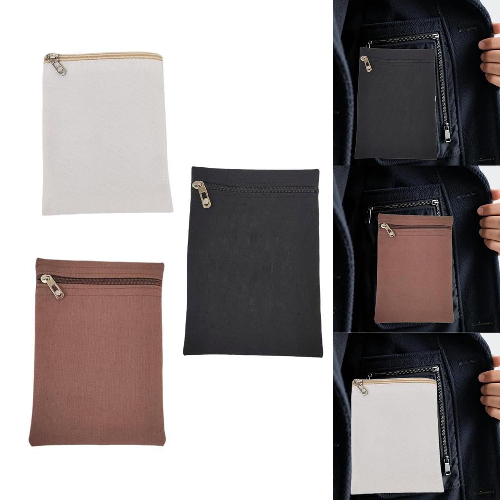 Sweatshirt Hoodie Inside Pocket Secure Zipper Pouch Canvas Sew Accessories for Jacket Travel Storage Solution