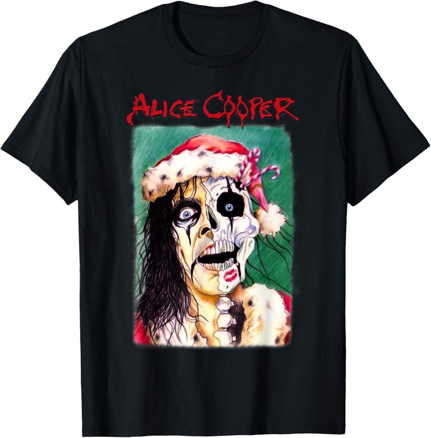 Alice Cooper – Alice Claus Christmas Card T-Shirt Mens Womens Tees Top 2XL