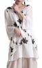 Gold Japan Plus Size Tunic Blouse with Floral Layered Sheer and Flared Size Jp213 Women's Embroidery, Chiffon, Sleeves, Design, 4L, White,