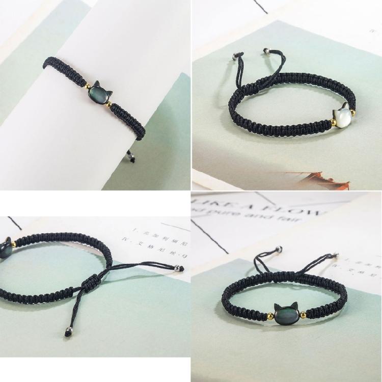 Trendy Couple Bracelet Cute Cat Charm Designed Bangle Adjustable Woven Rope