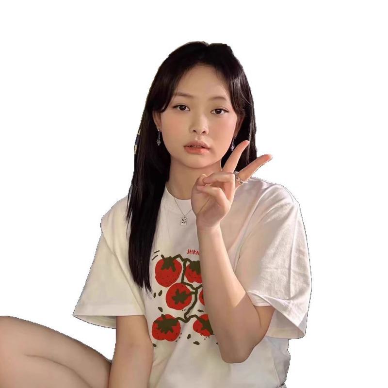 Women's Retro Short-sleeved T-shirt Summer Loose and Laid-back Style Loose Casual Top