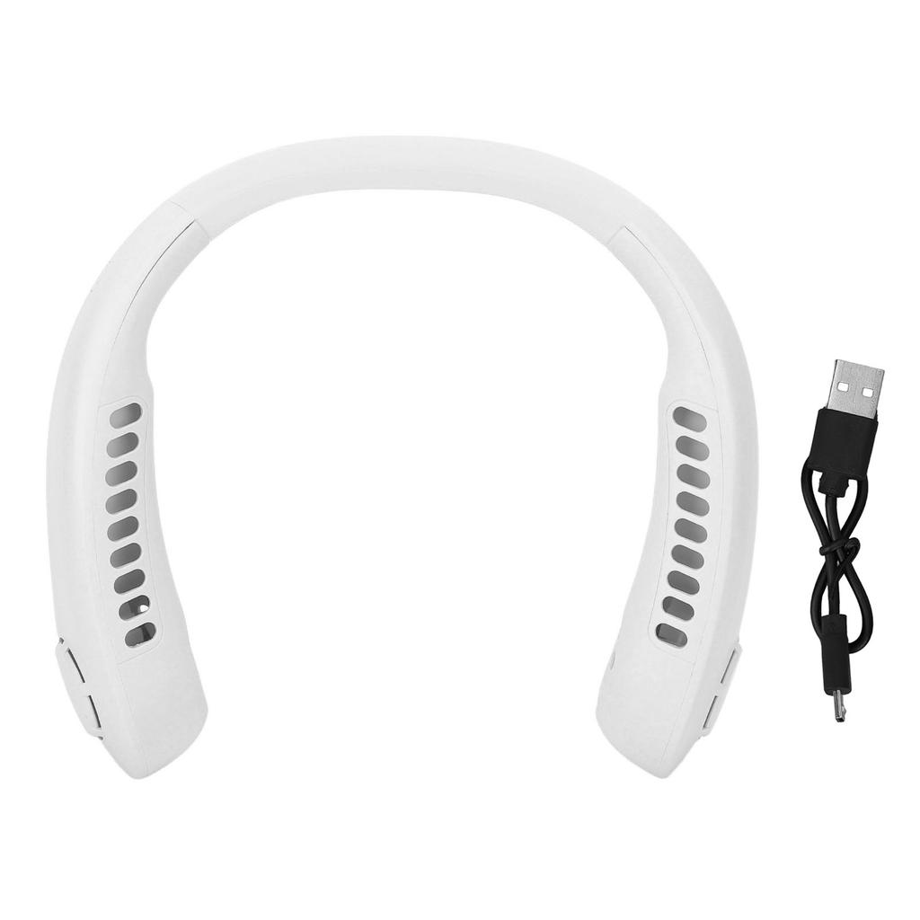 Portable Neck Fan 3 Speeds Adjustable Low Noise Rechargeable Hands Free Bladeless Fan for Women and Men White