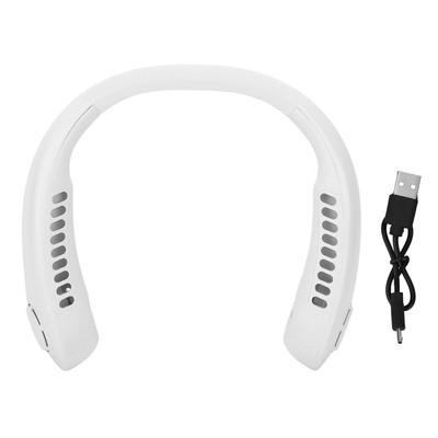 Tragbarer Nackenventilator 3 Geschwindigkeiten Einstellbar Geräuscharm Wiederaufladbar Freihändig Blattloser Ventilator für Damen und Herren Weiß