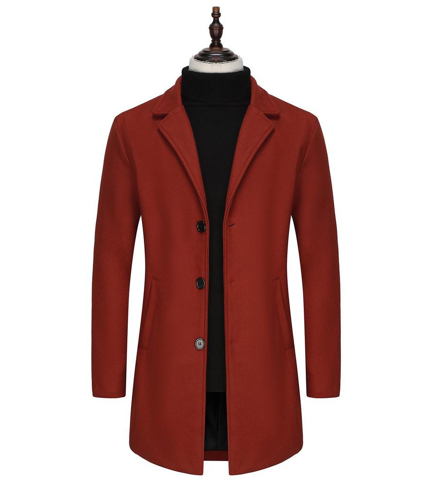 Men's British Style Wool Trench Coat - Mid-Length, Thick, Multiple Colors & Sizes (Autumn/Winter)