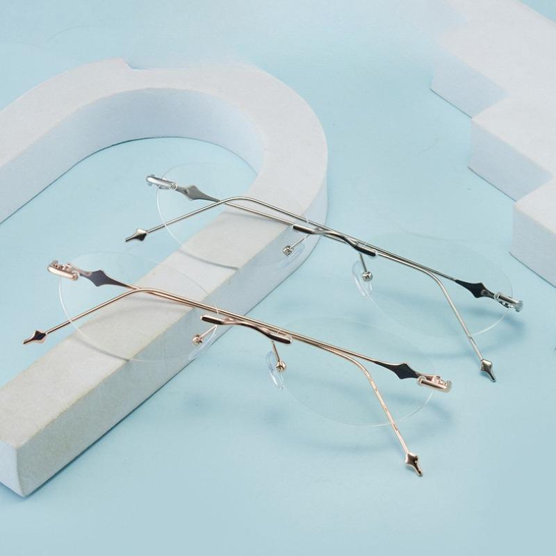 Ultra lekkie modne okulary do czytania fotochromowe z plusowymi mocami Luksusowe bezramkowe owalne okulary anty-niebieskie na prezbiopię