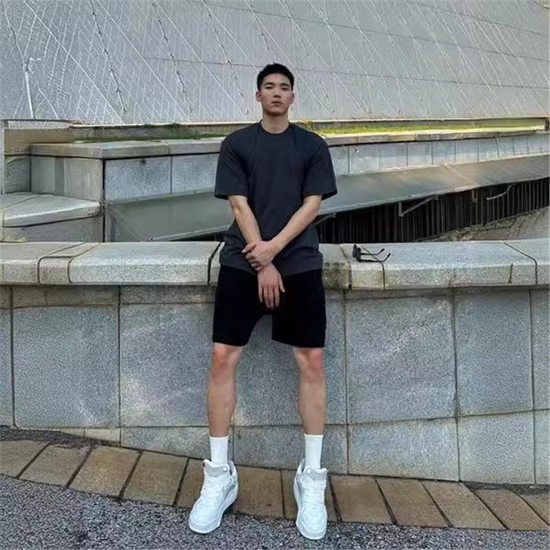 Terry Heavy Cotton Shorts Men's Summer Wear Loose Casual Sports Pants Japanese Solid Color Five Point Pants