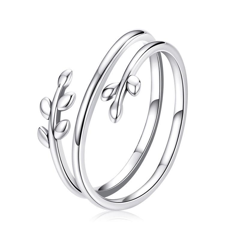 WOSTU Adjustable Rings Real 925 Silver Stackable Engagement Zircon Open Size Rings For Women Female Original Jewelry