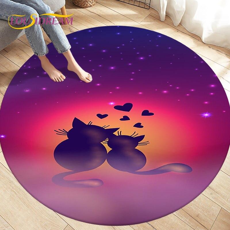 3D Cartoon Cute Cat Area Rug,Round Carpet Rug for Living Room BedRoom Sofa Chair,Kids Play Crawl Soft Non-slip Floor Mat Gift