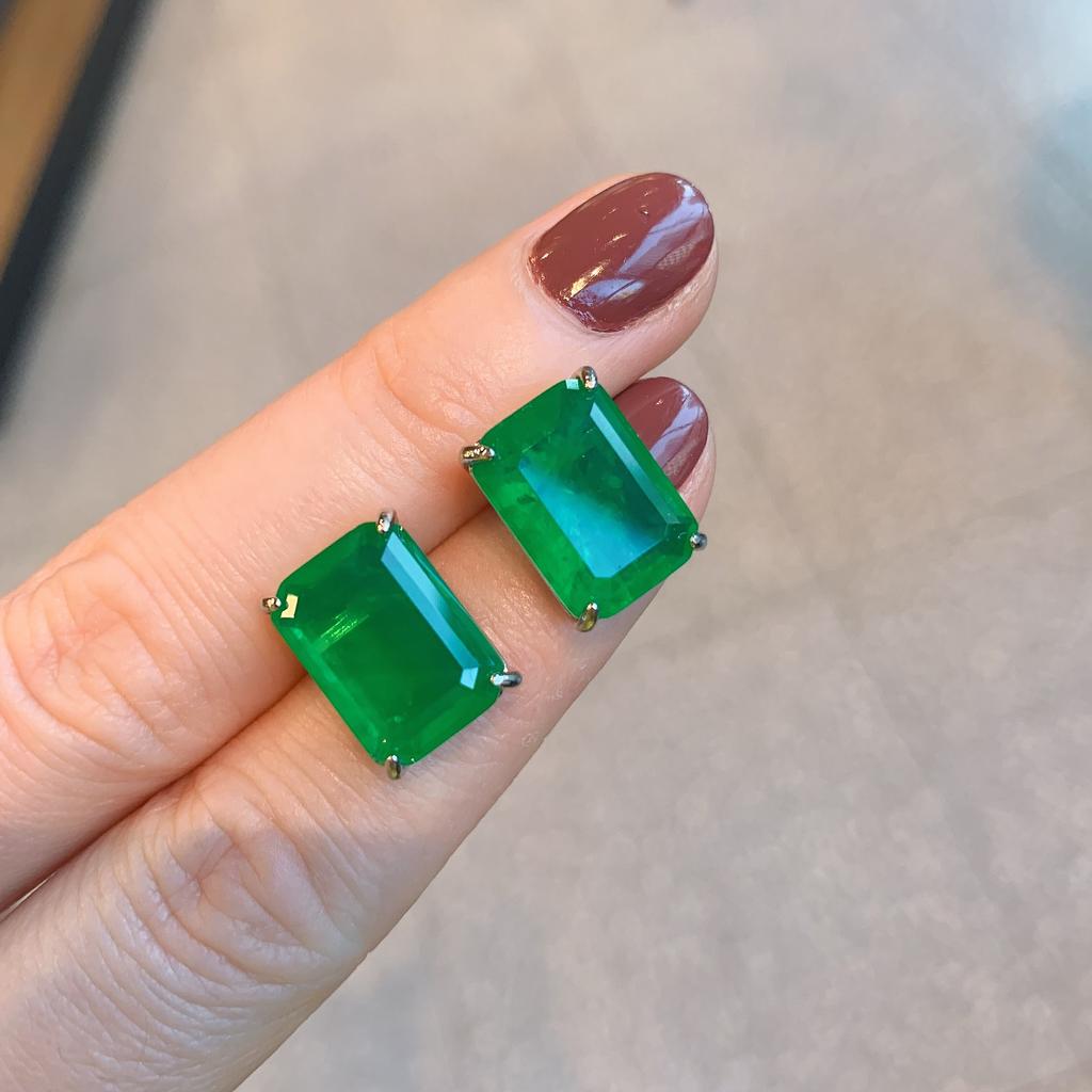 Transmisión en Vivo de TikTok Transfronteriza Collar de Zirconia Esmeralda Pendientes Colgante Rectangular Luz Verde Palaiba