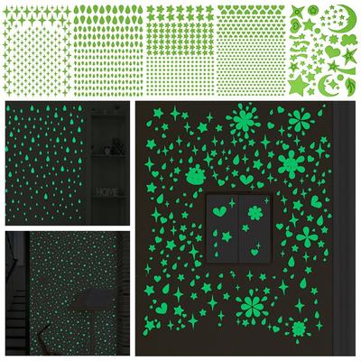 Geschenk Herz Sterne Haftfolien Sternenhimmel Decke 3D Leuchtende Aufkleber Leuchten im Dunkeln Punkte Tropfenform DIY Wandaufkleber