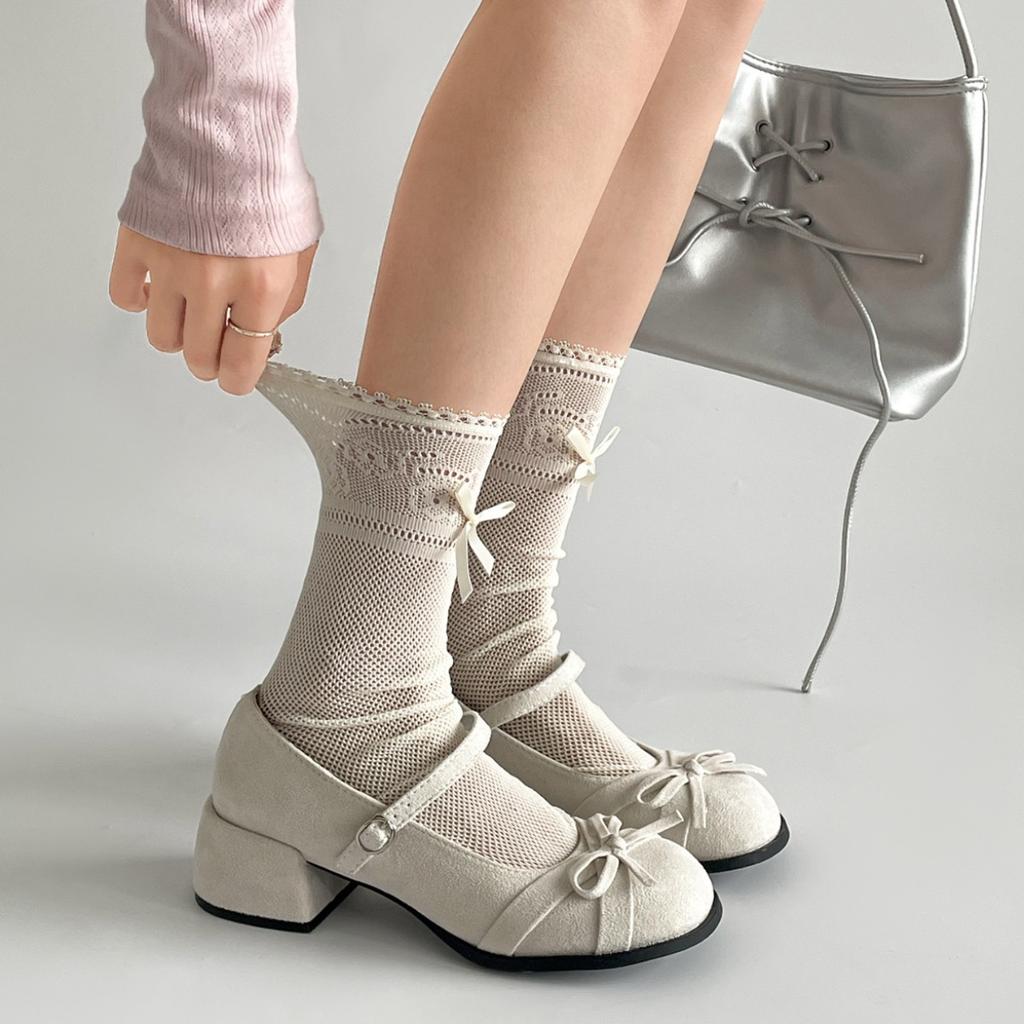 White French Retro Thick Heel Heightening Shallow Mouth Single Shoes Women's Summer 2025 New with Skirt Versatile Mary Jane Shoes