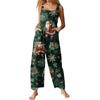 Womens Casual Overalls Jumpsuits Adjustable Straps Sleeveless Print Comfy Rompers With Pocket