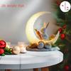 2D Flat Traditional Easter Bunny Acrylic Desktop Decoration, Moon and Eggs, Home Decor Plaque Hanging Wall Art Decorative Garden Decoration for Room D